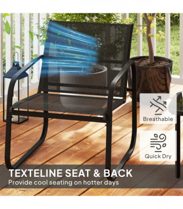 Outsunny Garden Bistro Set, Metal Garden Furniture Set with Mesh Chairs