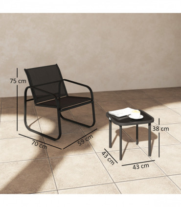 Outsunny Garden Bistro Set, Metal Garden Furniture Set with Mesh Chairs