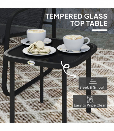 Outsunny Garden Bistro Set, Metal Garden Furniture Set with Mesh Chairs