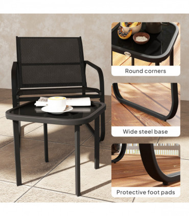 Outsunny Garden Bistro Set, Metal Garden Furniture Set with Mesh Chairs