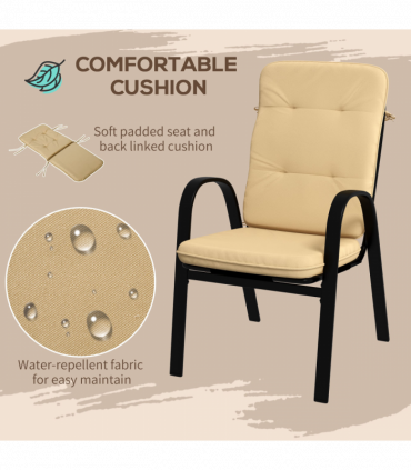 Outsunny Garden Dining Set, Glass Table w/ Umbrella Hole & Texteline Seats