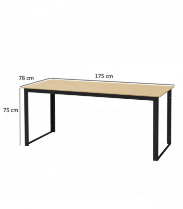 Outsunny Garden Dining Table for 6 People with Slatted Table Top Metal Frame
