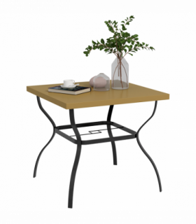 Outsunny Garden Dining Table w/ Umbrella Hole, Dining Table for 4, Brown