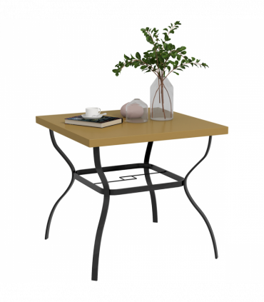 Outsunny Garden Dining Table w/ Umbrella Hole, Dining Table for 4, Brown