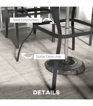 Outsunny Garden Dining Table w/ Umbrella Hole, Dining Table for 4, Brown