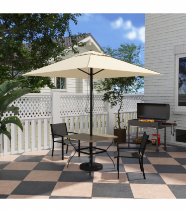 Outsunny Garden Dining Table w/ Umbrella Hole, Dining Table for 4, Brown