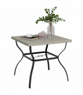 Outsunny Garden Dining Table w/ Umbrella Hole, Dining Table for 4, Grey