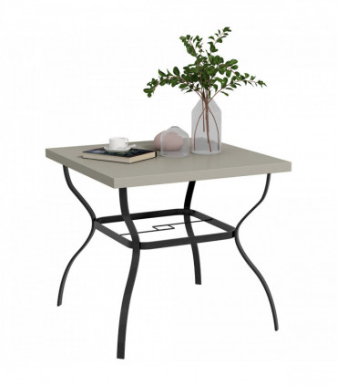 Outsunny Garden Dining Table w/ Umbrella Hole, Dining Table for 4, Grey