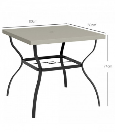Outsunny Garden Dining Table w/ Umbrella Hole, Dining Table for 4, Grey