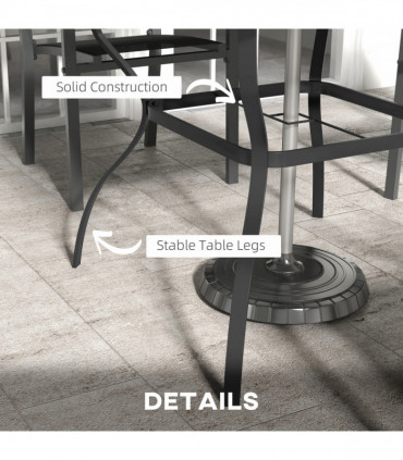 Outsunny Garden Dining Table w/ Umbrella Hole, Dining Table for 4, Grey