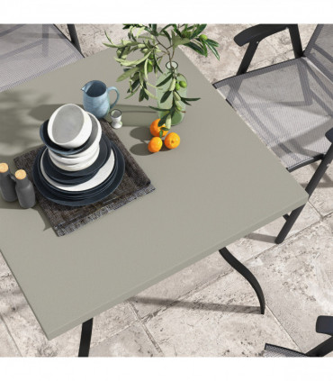 Outsunny Garden Dining Table w/ Umbrella Hole, Dining Table for 4, Grey