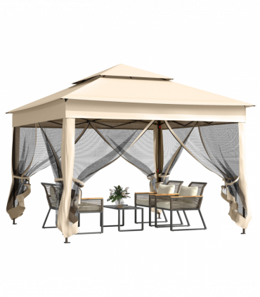 Outsunny Garden Folding Tent Heavy Duty Pop Up Gazebo for Party Cream
