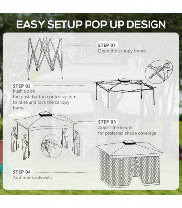 Outsunny Garden Folding Tent Heavy Duty Pop Up Gazebo for Party Cream