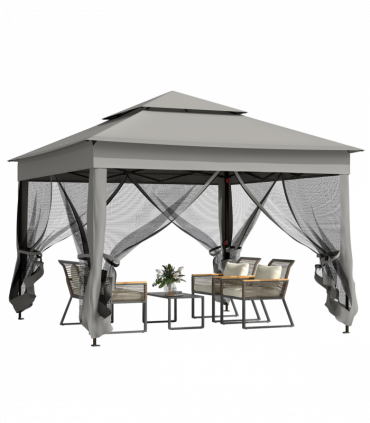 Outsunny Garden Folding Tent Heavy Duty Pop Up Gazebo for Party Dark Grey
