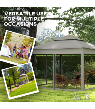 Outsunny Garden Folding Tent Heavy Duty Pop Up Gazebo for Party Dark Grey
