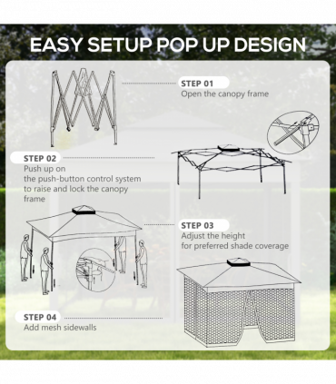 Outsunny Garden Folding Tent Heavy Duty Pop Up Gazebo for Party Dark Grey