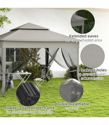 Outsunny Garden Folding Tent Heavy Duty Pop Up Gazebo for Party Dark Grey