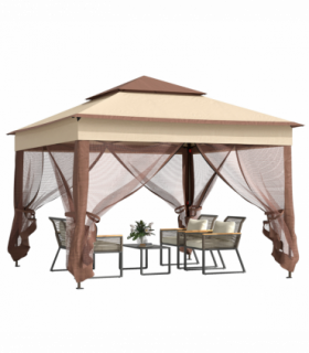Outsunny Garden Folding Tent Heavy Duty Pop Up Gazebo for Party Khaki