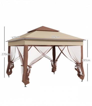 Outsunny Garden Folding Tent Heavy Duty Pop Up Gazebo for Party Khaki