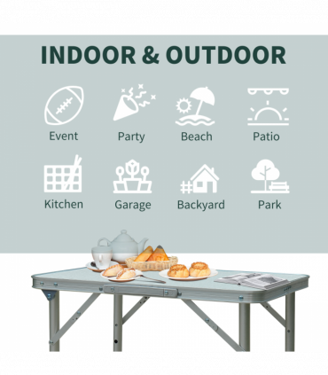 Outsunny Garden Outdoor Camping Aluminium Table Portable Folding Picnic Table