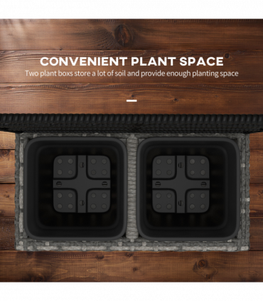 Outsunny Garden PE Rattan Planter Box with Trellis Flower Raised Bed 57x30x107cm