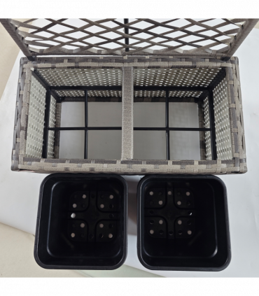 Outsunny Garden PE Rattan Planter Box with Trellis Flower Raised Bed 57x30x107cm