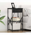 vidaXL Bedside Cabinet Black oak 41 x 31 x 76 cm Engineered wood