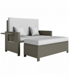 Outsunny Garden Rattan Furniture Set 2 Seater Patio Sun Lounger Daybed Sun Bed