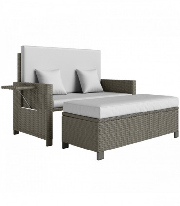 Outsunny Garden Rattan Furniture Set 2 Seater Patio Sun Lounger Daybed Sun Bed