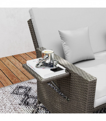 Outsunny Garden Rattan Furniture Set 2 Seater Patio Sun Lounger Daybed Sun Bed