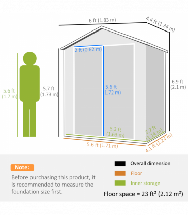 Outsunny Garden Shed 6'x4.5' Plastic Tool Storage House w/ Lockable Double Doors
