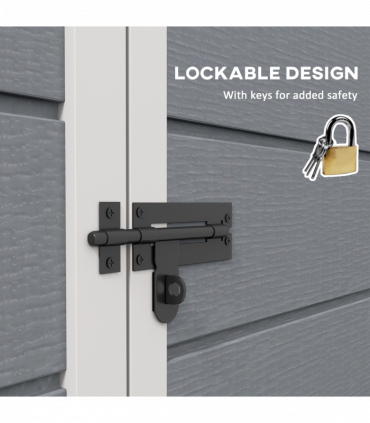 Outsunny Garden Shed 6'x4.5' Plastic Tool Storage House w/ Lockable Double Doors