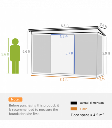 Outsunny Garden Shed Outdoor Storage Tool Organizer w/ Double Sliding Door Grey