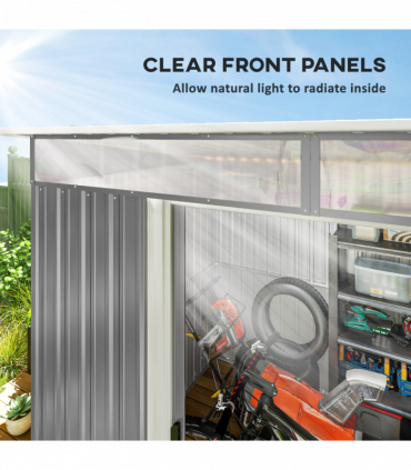 Outsunny Garden Shed Outdoor Storage Tool Organizer w/ Double Sliding Door Grey