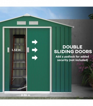 Outsunny Garden Shed Storage Unit w/Locking Door Floor Foundation Vent Green