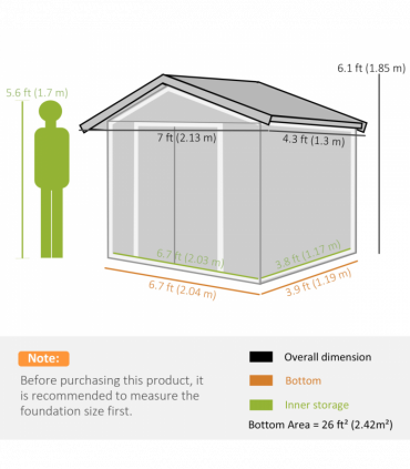 Outsunny Garden Shed Storage Unit w/Locking Door Floor Foundation Vent Green