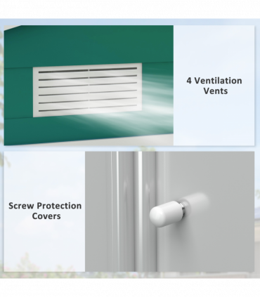 Outsunny Garden Shed Storage Unit w/Locking Door Floor Foundation Vent Green