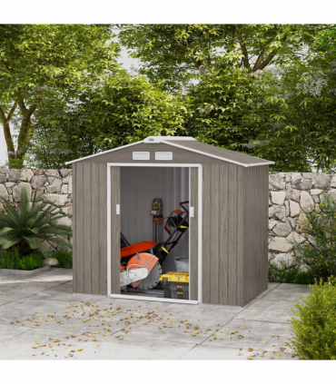 Outsunny Garden Shed Storage Unit with Locking Door Floor Foundation Vent Brown