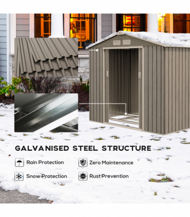 Outsunny Garden Shed Storage Unit with Locking Door Floor Foundation Vent Brown