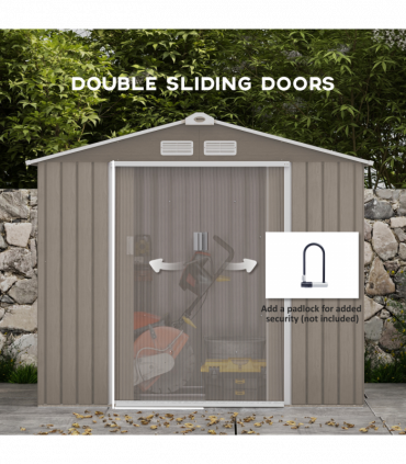 Outsunny Garden Shed Storage Unit with Locking Door Floor Foundation Vent Brown