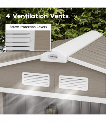 Outsunny Garden Shed Storage Unit with Locking Door Floor Foundation Vent Brown