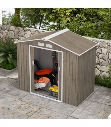 Outsunny Garden Shed Storage Unit with Locking Door Floor Foundation Vent Brown