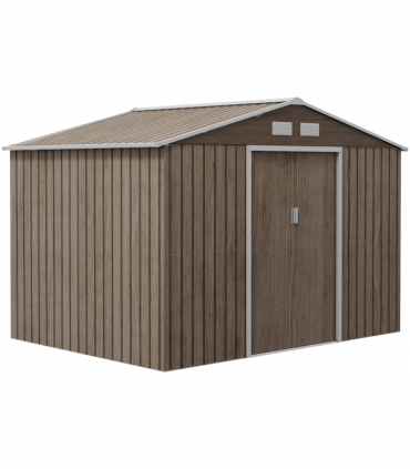 Outsunny Garden Shed Storage Unit withLocking Door Floor Foundation Vent Brown