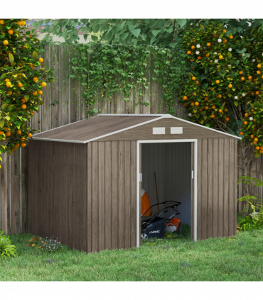 Outsunny Garden Shed Storage Unit withLocking Door Floor Foundation Vent Brown