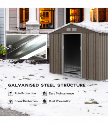 Outsunny Garden Shed Storage Unit withLocking Door Floor Foundation Vent Brown