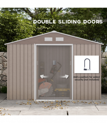 Outsunny Garden Shed Storage Unit withLocking Door Floor Foundation Vent Brown
