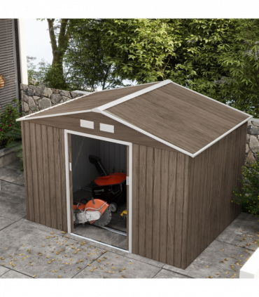 Outsunny Garden Shed Storage Unit withLocking Door Floor Foundation Vent Brown