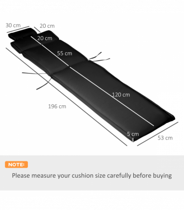 Outsunny Garden Sun Lounger Chair Cushion Reclining Relaxer Indoor Outdoor Black