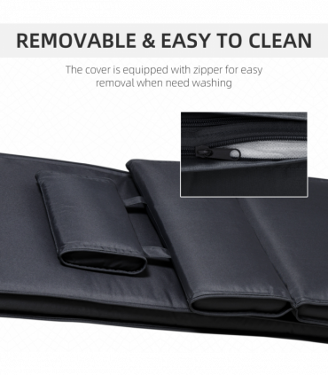 Outsunny Garden Sun Lounger Chair Cushion Reclining Relaxer Indoor Outdoor Black