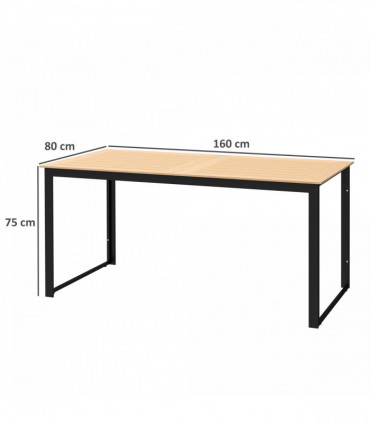 Outsunny Garden Table for 6 People with Slatted Table Top, Metal Frame, Teak